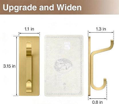 pickpiff 12 Pack Wall Hooks for Coat and Towel: 13LB Strong Adhesive Door Hanger Stick on, Brushed Gold
