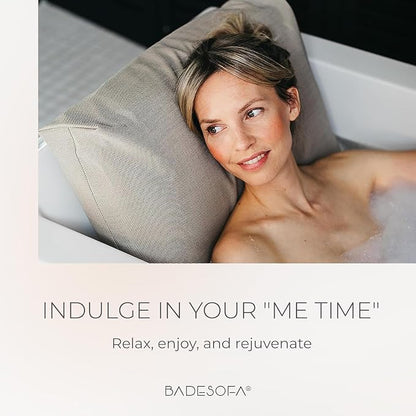 BADESOFA® Luxury Bathtub Pillow L - Large Bath Pillow for Therapeutic Neck and Back Support Quick-Drying - Full Body Bath Tub Cushion - Luxury Spa Cushion in Ivory Pearl