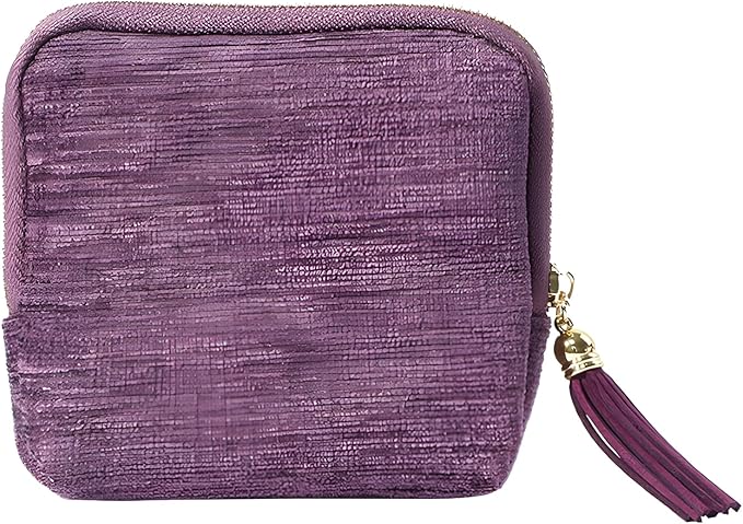 Travel Jewelry Case, Small High-End Large-Capacity Tassel Storage Bag Gifts for Women, Pouch Bags with Zipper, Velvet Jewelry Organizer Storage Bag for Bracelet Rings Earring (Purple)