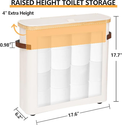 Extra Large Toilet Paper Storage Basket with Lid, 32.4L Toilet Paper Holder for Bathroom, Modern Neutral Style Holds 12–16 Rolls Waterproof & Sturdy with Leather Handles, Beige