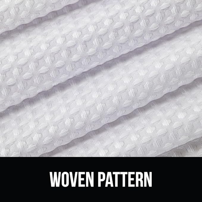 GORILLA GRIP Waffle Shower Curtain, Thick Weighted Fabric, 72x78, Wrinkle and Rust Resistant, Classic Hotel Quality Design, Heavy Duty Long Curtains for Bathroom Showers, Bath Tubs, Machine Wash White