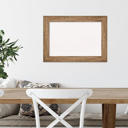 Amanti Art White Cork Board for Wall, 16x22 Vision Board with Brown Wood Frame, Small Corkboard Office Decor for Home Organization, Country Rustic Corkboard Pinboard to Display Items for Home