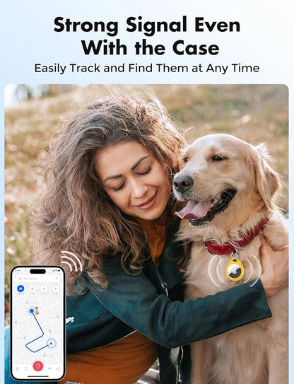 UNBREAKcable Holder for Apple AirTag - 4 Pack [Fit Tightly Design] [Easy to Install] [Hold Air Tag Securely] Waterproof TPU Shell Protective Case with All Metal Keychain Key Ring Clip