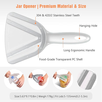 Uinxan Jar Opener for Weak Hands & Seniors with Arthritis - Handheld Manual | Effortlessly Opens Stubborn Screw Lids & Bottle Caps. 304 Stainless Steel. Durable. Patented Kitchen Gadget (Orange)