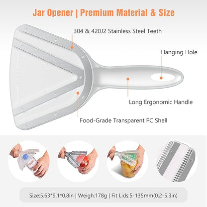 Uinxan Jar Opener for Weak Hands & Seniors with Arthritis - Handheld Manual | Effortlessly Opens Stubborn Screw Lids & Bottle Caps. 304 Stainless Steel. Durable. Patented Kitchen Gadget (Blue)