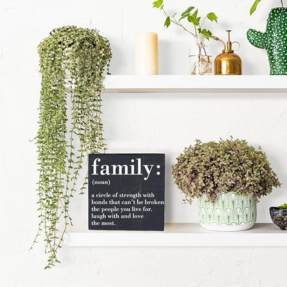 HTBIG Family Noun Family Quotes Desk Decor Wooden Box Sign Inspirational Rustic Black Wood Block Plaque Box Sign for Home Farmhouse House Kitchen Bathroom Living Room Shelf Table Decoration