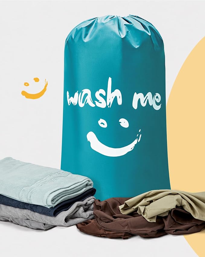 HOMEST 2 Pack XL Wash Me Travel Laundry Bag, Dirty Clothes Organizer, Large Enough to Hold 4 Loads of Laundry, Easy Fit a Laundry Hamper or Basket