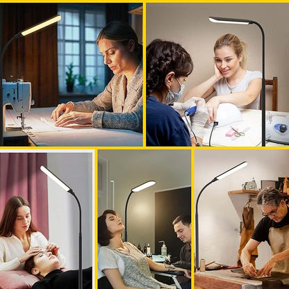 LED Floor Lamp, 18W Super Bright Floor Lamp for Living Room, Adjustable Stepless Colors & Brightness Standing Lamp, Eye Caring Reading Light with Remote