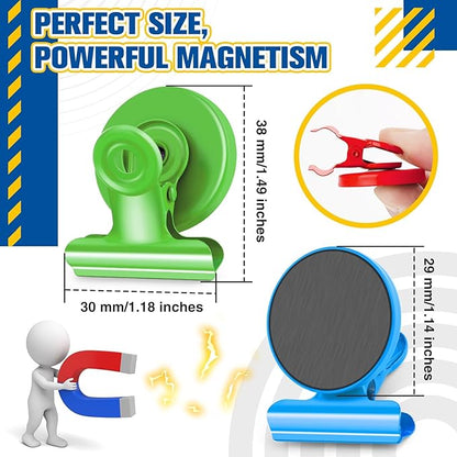 Grtard 6pack Magnetic Clips Heavy Duty, Magnet Clips for Fridge, Refrigerator Magnets, Strong Magnetic Clip,Scratch Free Magnets with Clip for Refrigerator, Whiteboard, Classroom, Locker(Colorful)