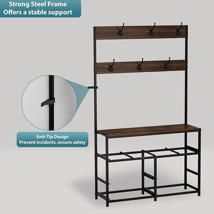 Wardrobe Closet with 8 Drawers, 69" H Freestanding Clothing Rack, Large Capacity Storage Organizer with 6 Double Hooks for Bedroom Dorm Room Apartment (Rustic Brown)
