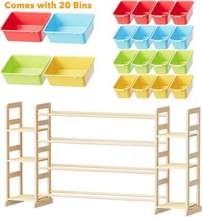 SpaceAid Toy Storage Organizer with 6 Shelves and 20 Bins, Toy Organizers Storage Bookshelf, Kids Bin Shelf Toys Box Bookcase for Bedroom Playroom Organization Room Decor, Multi-Colored