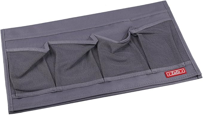 Zafit Bedside Storage Organizer - 6 Pockets, Table Cabinet Caddy for Remotes, Phone, Glasses (Grey)