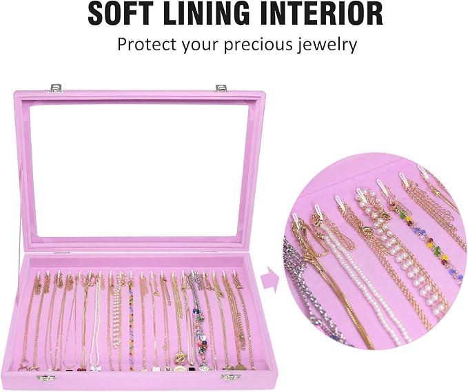 Vicoter Velvet Necklace Display Jewelry Tray 20 Hook Necklace Tray Necklace Pendant Jewelry Tray for Women and Girls