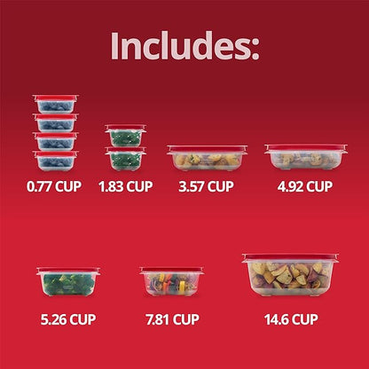 Rubbermaid EasyStore Rectangle and Square Containers, 22-Piece Set, Food Storage Containers with Lids