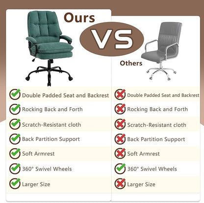 Comfy Office Chair Soft and Double Padded Computer Desk Chairs for Long Hours Executive Office Chair with Height Adjustment Work Chairs for Home Office Teal Blue