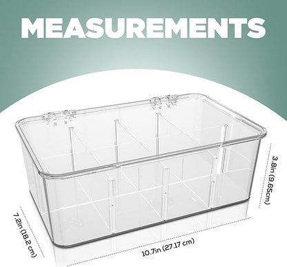 Utopia Home - Tea Bag Organizer With Lids, (2 Pack) Clear Pantry Storage Box - Stackable Partition Organizers or Holder With Lids For Drawers, Countertops, Fridge, Kitchen, Snack & Spice Organization