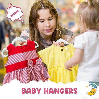 HOUSE DAY Velvet Baby Hangers for Closet, Kids Hangers Velvet 60 Pack, Non Slip Toddler Hanger 11.8 Inch, Durable Childrens Hanger for Newborn Baby Clothes- White