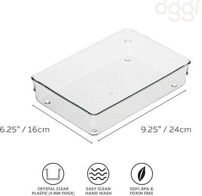 Oggi Clear Drawer Organizer | 6" X 9" | Pack of 2 | For Kitchen & Office | Utensil Storage
