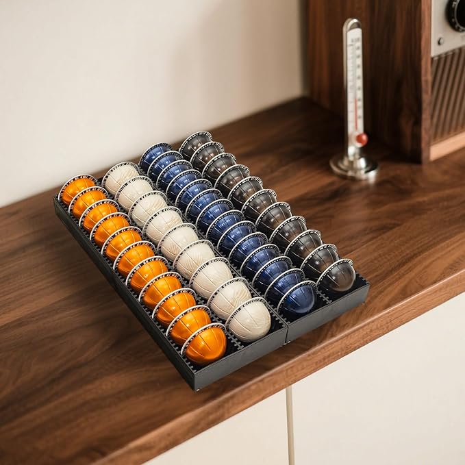 Coffee Pod Storage Holder Drawer Insert for Counter Compatible with Nespresso Vertuoline Capsules, Nespresso Pod Holder for Nespresso Vertuo for Home, Office, Coffee Station (2 Packs)