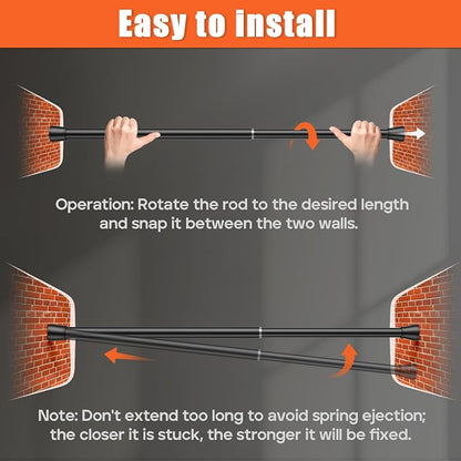 AIZESI Black 2pcs Spring Tension Rods 17 to 26 Inch, Small Curtain Rods No Drilling, Adjustable Curtain Rod Non-Slip, Short Tension Rod Non-Slip For Windows Closet Bedroom Kitchen