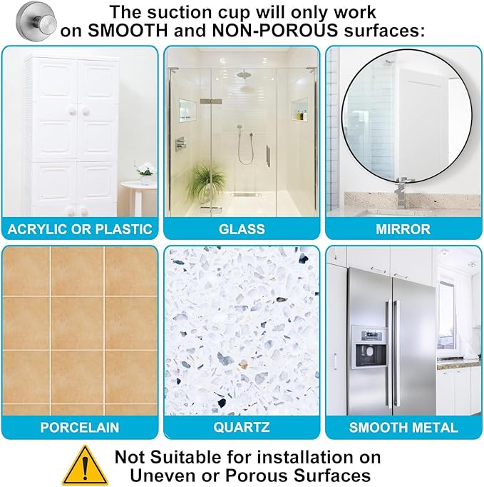 Suction Cup Hooks for Shower，Wreath Hangers for Front Door，Bath Robe Hook for Bathroom Kitchens Hanging for Window Glass