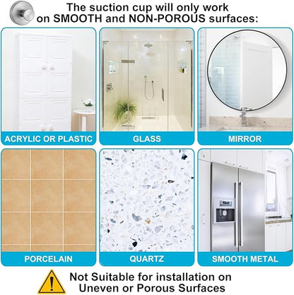 Suction Cup Hooks for Shower，Wreath Hangers for Front Door，Bath Robe Hook for Bathroom Kitchens Hanging for Window Glass