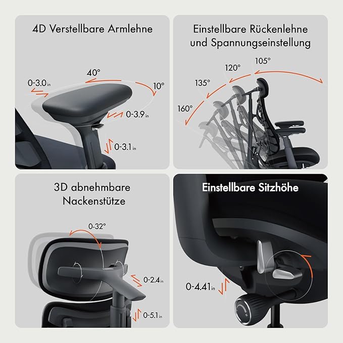 LiberNovo Dynamic Ergonomic Desk Chair + StepSync Footrest + Extra Battery Bundle - Comfy Home Office Chair with Adaptive Lumbar Support, 160° Recline & Built-in Spine Stretch, Gray+48cm
