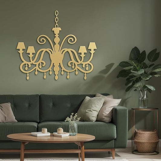 SIGNLEADER Metal Wall Decor Chandelier Scrollwork Candle Minimalist Modern Abstract Wall Sculpture Hangings Home Decoration for Living Room, Bedroom, Bathroom, Kitchen, Outdoor - 36" Gold