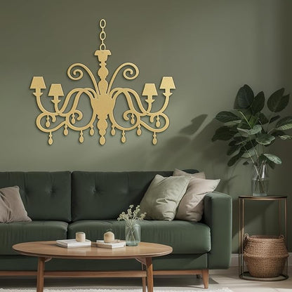 SIGNLEADER Metal Wall Decor Chandelier Scrollwork Candle Minimalist Modern Abstract Wall Sculpture Hangings Home Decoration for Living Room, Bedroom, Bathroom, Kitchen, Outdoor - 30" Gold