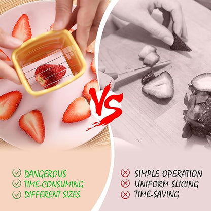 2PCS Fruit Slicer Cup Strawberry Slicer, Cup Slicer Strawberries Cutter Cup, Speed Cutter for Banana Grape Egg Kitchen Portable Slicing Tool