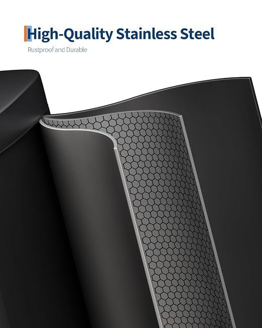 GarveeHome Stainless Steel Kitchen Trash Can, 13 Gal / 50 L Step-On Garbage Bin with Soft Close Lid, Large Rustproof Metal Trash Can for Kitchen, Black