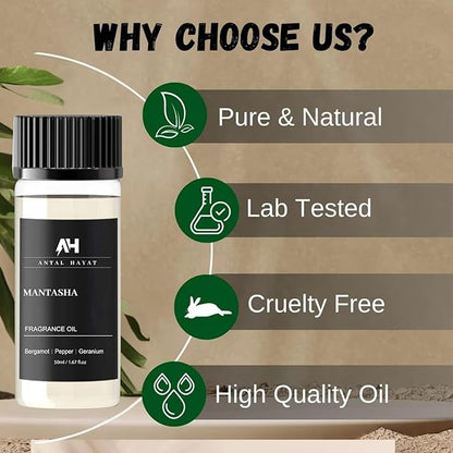 Hotel Scents Diffuser Oil Mantasha 50ml – Inspired by Sauvage EDP – Bergamot, Pepper & Geranium – Premium Fragrance Oil for Waterless & Ultrasonic Diffuser – Luxury Scent Refill for Home & Office