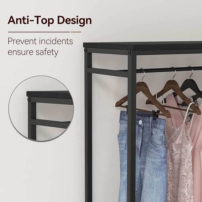 6 Dresser Drawer with Hanging Rack, 2-in-1Tall Dresser for Bedroom/Closet, Fabric Dressers & Chests of Drawers, Sturdy Alloy Steel Frame, Space Saving Closet Organizer