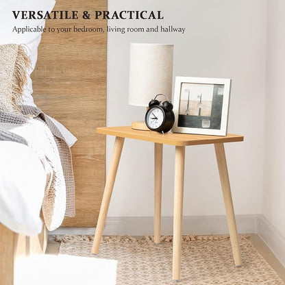 FORAOFUR Side Table, Modern Small End Table, Wood Nightstand for Living Room, Bedroom and Balcony, Rectangular Accent Table Home Decor, Easy Assembly, Natural