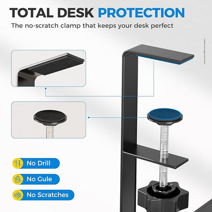 [Upgraded] Extra Large Under Desk Cable Management, Cinati 25" Wire Organizers No Drill, Cable Tray with Clamp for Wire Management, Cord Organization Box for Office, Home - No Damage to Desk(Black)