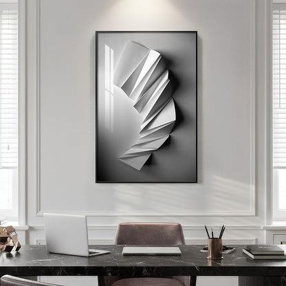 Framed Black and White Abstract Wall Art, Modern Minimalist Prints Paintings Artwork for Walls, Contemporary Gray Geometric shape Pictures for Living Room Dining Bedroom Hallway Wall Decor 24x36 In