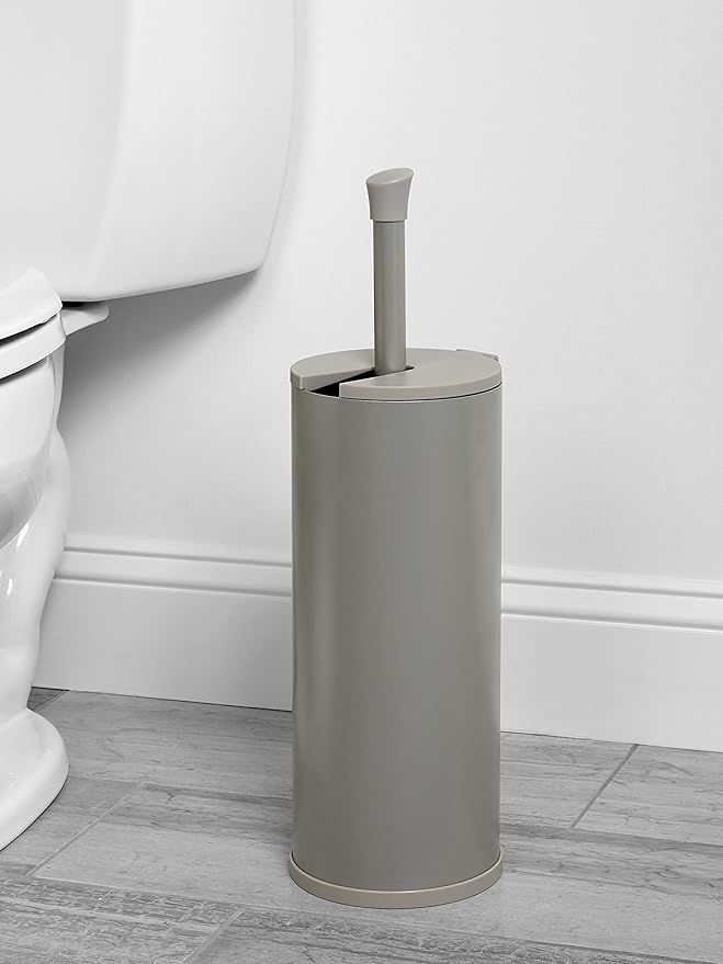 Zenna Home Easy Access Brushed Nickel Toilet Paper Holder, Rustproof, Holds 3 Rolls, Toilet Paper Storage with Lid and Easy Grip Handle, Bath Tissue Holder with Lid, Brushed Nickel