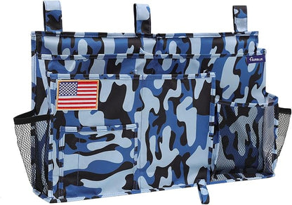 Surblue Bedside Caddy Hanging Organizer Storage Bag Pocket for Bunk, Hospital, College Dorm Rooms, Baby Bed Rails, Camp - 8 Pockets, Large, Ocean