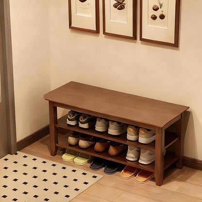 Shoe Rack Bench for Front Door Entrance, Solid Wood Shoe Bench for Closet, Entryway, Mudroom, Hallway, 31.5 inches