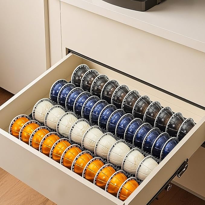 Coffee Pod Storage Holder Drawer Insert for Counter Compatible with Nespresso Vertuoline Capsules, Nespresso Pod Holder for Nespresso Vertuo for Home, Office, Coffee Station (2 Packs)