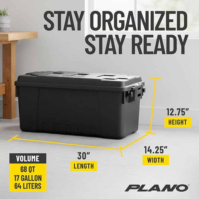 Plano 4 Pack Medium Sportsman's Trunk for Outdoor or Indoor Gear and Tools for Hunting, Camping and Fishing Equipment, Rugged Organization, Black