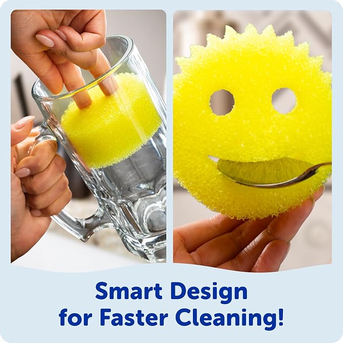 Scrub Daddy Colors Kitchen Sponges - Scratch-Free Dishwashing Sponges & Sponge for Kitchen Sink, Bathroom & Household Cleaning - BPA-Free Polymer Foam (3 Count)