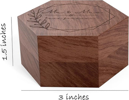 Rustic Wedding Ring Box for Wedding Ceremony Registry 2 Slots | Wooden Ring Holder for Ring Bearer Box & Ring Bearer Pillows | Engagement Ring Box for Proposal, Jewelry Box & Jewelry Organizer Gifts