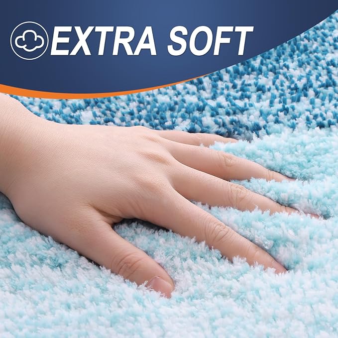 OLANLY Bathroom Runner Rugs Mat 70x24, Extra Soft Absorbent Microfiber Bath Rugs, Rubber Backing, Quick Dry, Washable Long Bath Mats for Bathroom, Tub and Shower, Home Decor Accessories, Peacock Blue