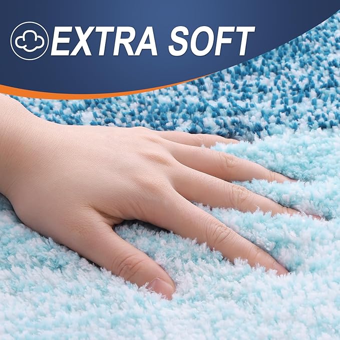 OLANLY Bathroom Runner Rugs Mat 59x24, Extra Soft Absorbent Microfiber Bath Rugs, Rubber Backing, Quick Dry, Washable Long Bath Mats for Bathroom, Tub and Shower, Home Decor Accessories, Peacock Blue