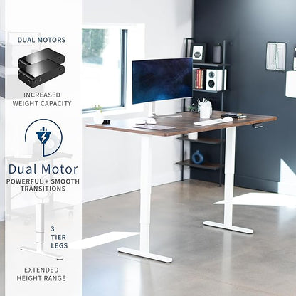VIVO Electric 71 x 30 in Dual Motor Rustic Sit Stand Desk, Memory Height Adjustment, 2B Series, Vintage Brown Top White Frame, DESK-KIT-2W7N