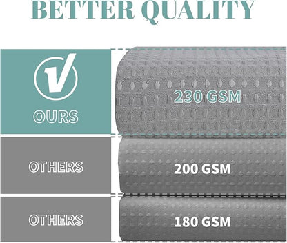 Grey Long No Hook Waffle Weave Shower Curtain with snap-in Liner Replacement, 230GSM Waterproof Fabric Hotel Shower Curtain Set for Bathroom, Through Mesh Top Window,71Wx80H