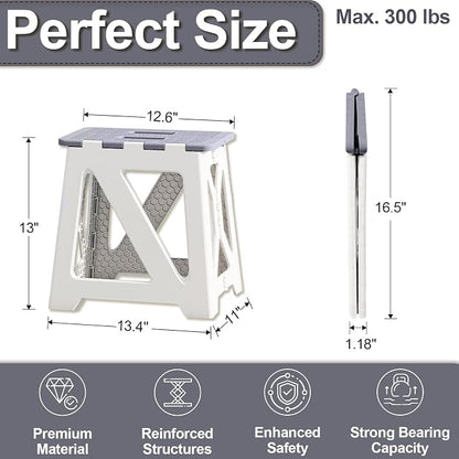 Shower Stool for Shaving Legs, 1 Pack Foot Rest Folding Stool Step to Shave Legs Shaving for Inside Shower Foldable Small Waterproof Plastic Corner Gray White