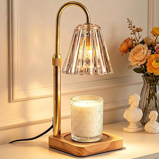 Marycele Candle Warmer Lamp with Timer & Dimmer - Mothers Day Gifts for Women Mom Her, Aesthetic Office Home Decor, Adjustable Height Wax Melter for Candle Jar & 3-Wick Candles (2 Bulbs Included)