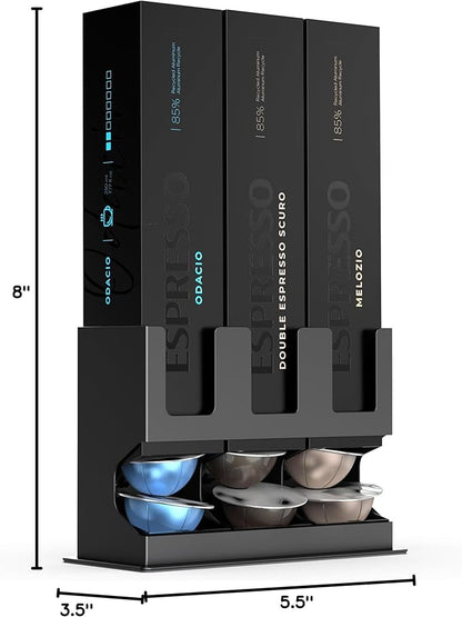 GALVANOX Holder for Nespresso Vertuo Pods Countertop Dispenser Stand, Holds 3 Box Sleeves - Easily Dispenses 3 Coffee Flavors, Freestanding Design with Non-Slip Steel Base, (30 Vertuoline Pods)